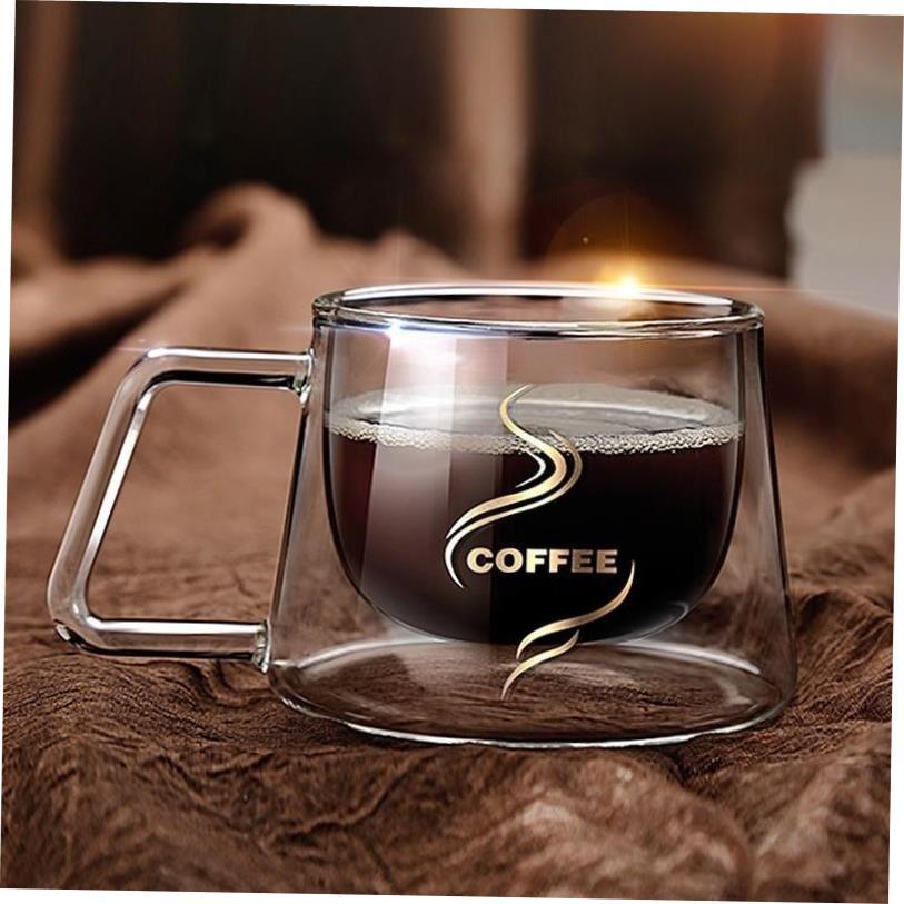Transparent Double Bottom Glass Coffee Cup Milk Whiskey Tea