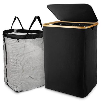Laundry Basket With Lid, Black Laundry Basket With Removable
