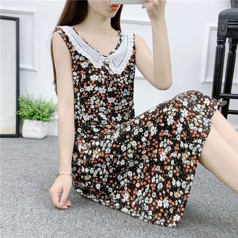 Summer New cotton silk dress for women. Summer mesh stitchin