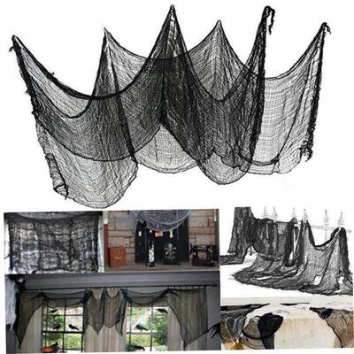 HOT SALES!!! Black Halloween Creepy Gauze Large Grid Yarn