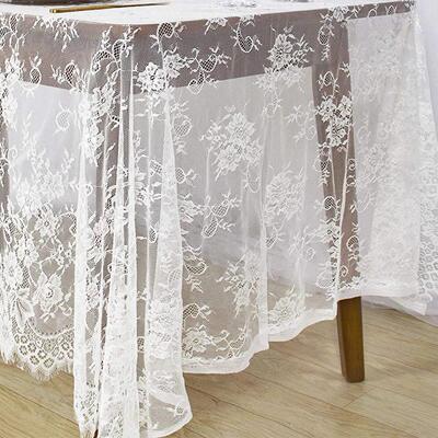 Rustic Wedding White Lace Tablecloth Embroidered Reception