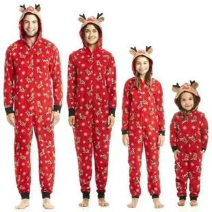 Christmas Matching Outfits for Family Elk Ear Hooded One-Pie