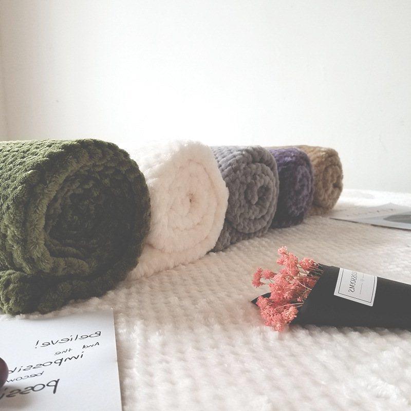 Solid Color Mesh Blanket Coral Fleece Knee Blanket菠萝格毛毯