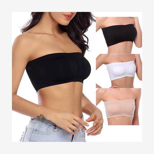 Women Seamless Bandeau Strapless Bras Stretch Tube Top女抹胸