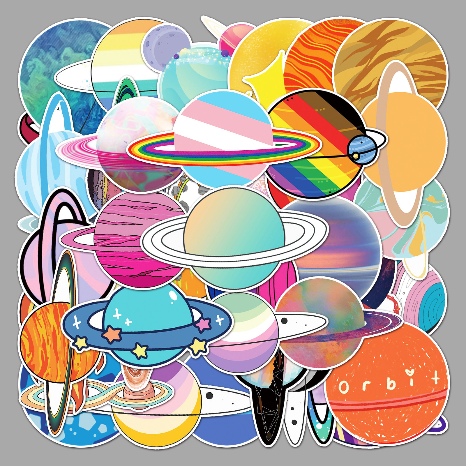 50张ins风个性银河系星球卡通涂鸦贴画行李箱笔记本文具创意贴纸