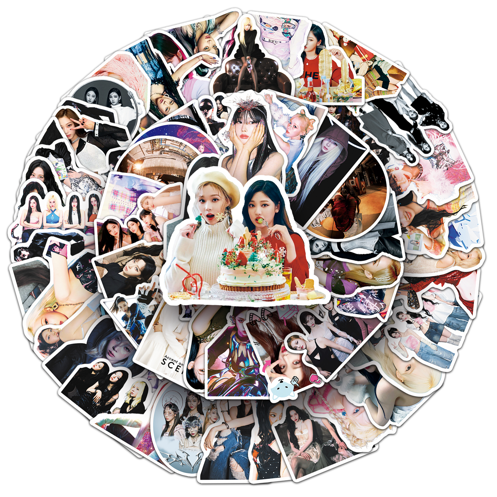 100张aespa贴纸韩国女团明星周边装饰文具滑板吉他手账本防水贴画