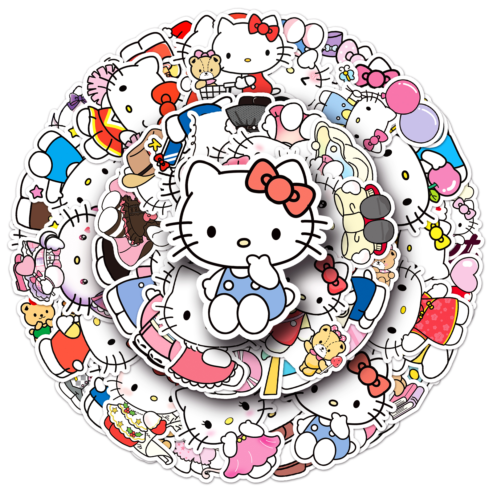 50张HelloKitty日漫贴纸三丽鸥可爱周边防水手账素材咕卡套装贴纸