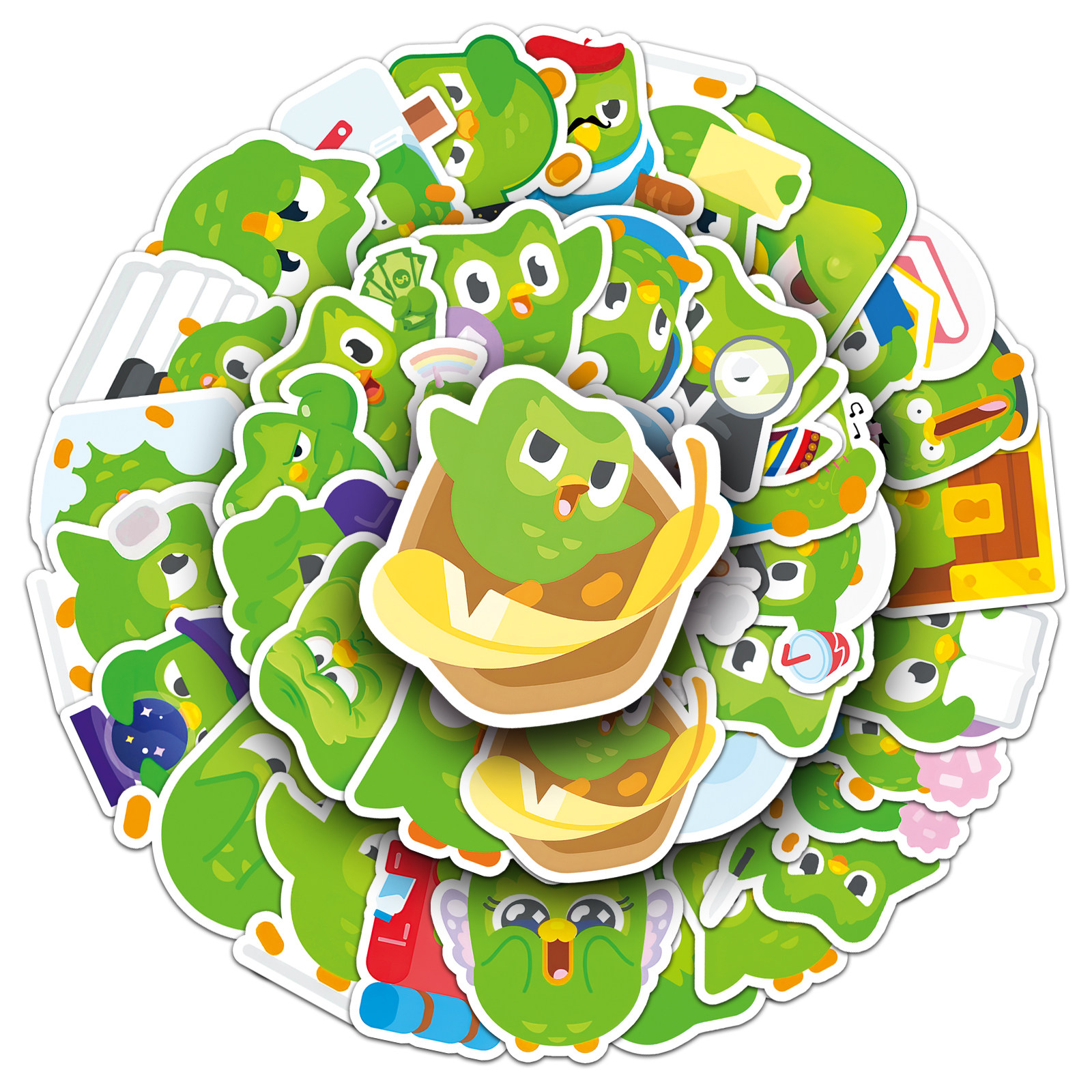 50张Duolingo多邻国贴纸女孩手帐防水装饰日记本滑板水杯文具贴纸