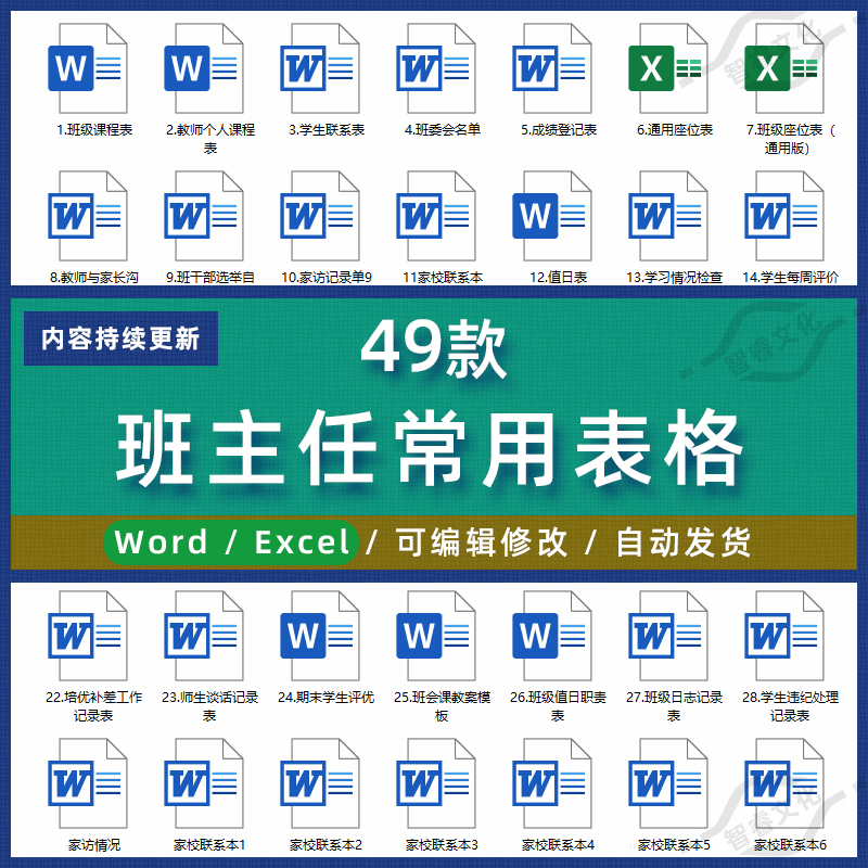 班主任班级管理常用表格座位表值日表作业检查表家访表学生情况表