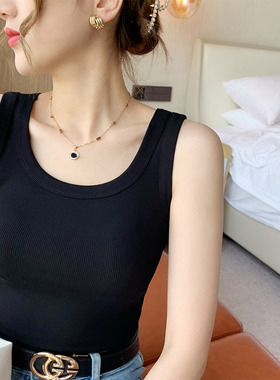 白色螺纹背心女西装内搭打底衫夏季防走光无袖针织小吊带上衣外穿