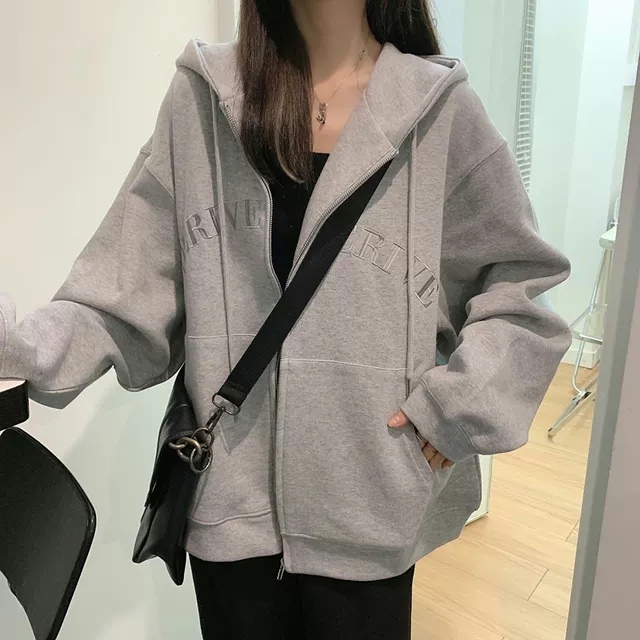 早秋上衣女ins连帽宽松长袖BF风
