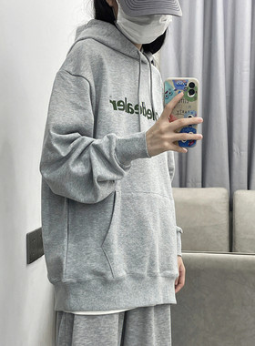国潮牌美式小个子连帽卫衣女