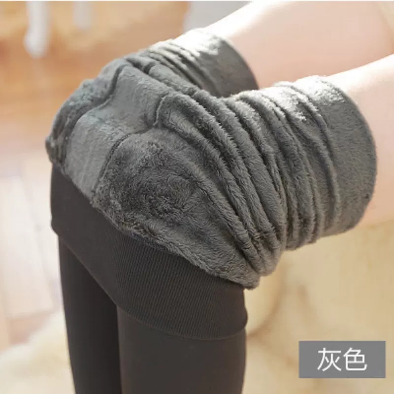 秋冬季加绒加厚打底裤外穿高腰一体保暖毛裤高弹大码修身裤女潮
