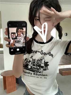 撞色字母印花修身显瘦