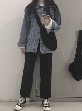 西装裤新款冬季加绒直筒宽松高腰