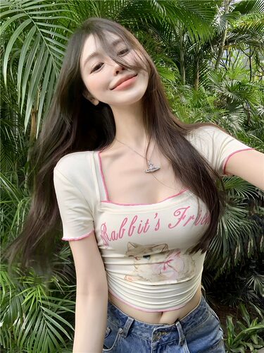 收腰软糯短款t恤女修身短袖
