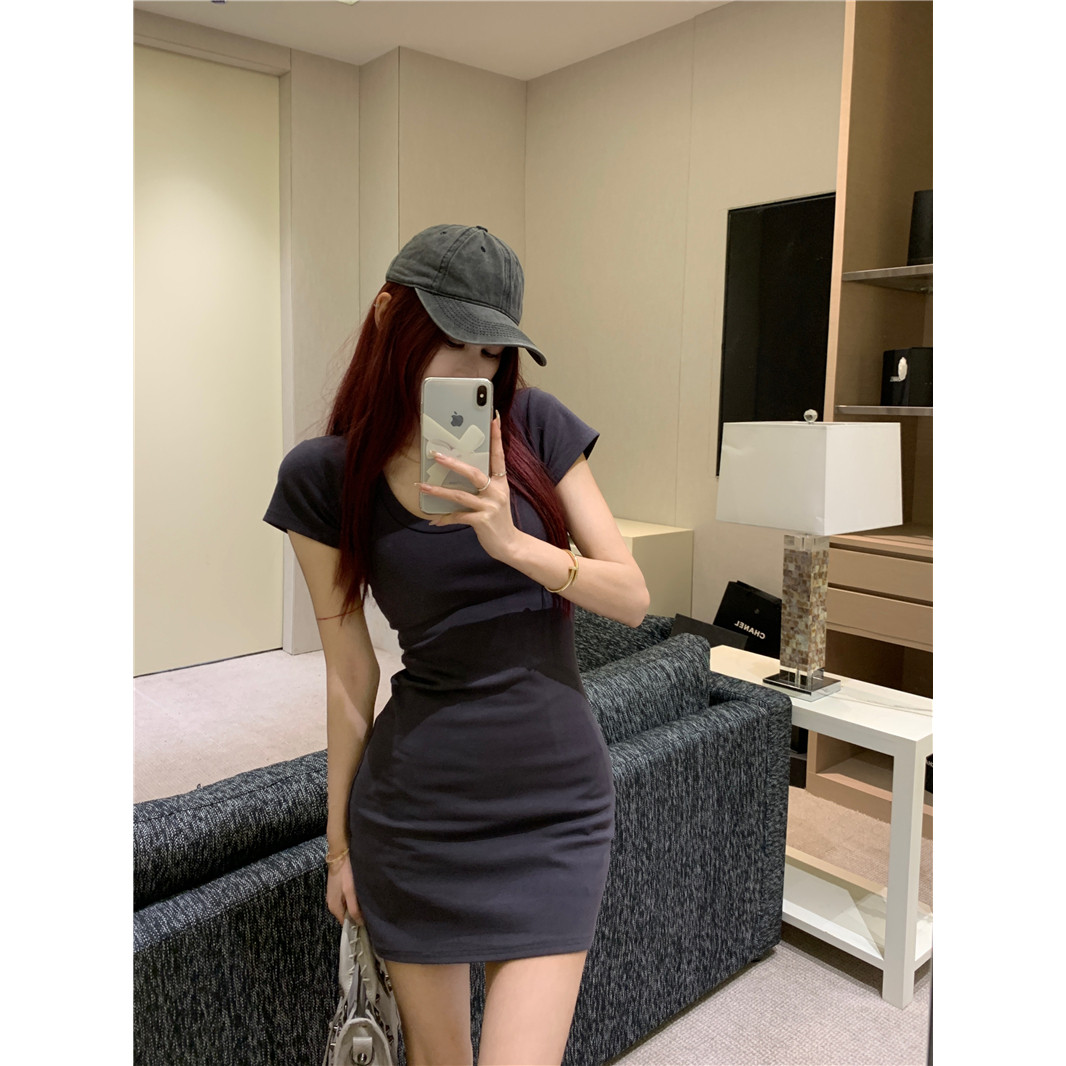 纯欲风U领低胸T恤包臀裙黑色连衣裙女紧身性感短裙修身显瘦打底裙,女装/女士精品,蕾丝衫/雪纺衫,淘宝优惠券,粉丝福利购,淘宝优惠卷