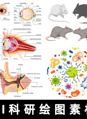 科研绘图素材医学插图素材细胞通路流程图科研作图AI素材PPT可用