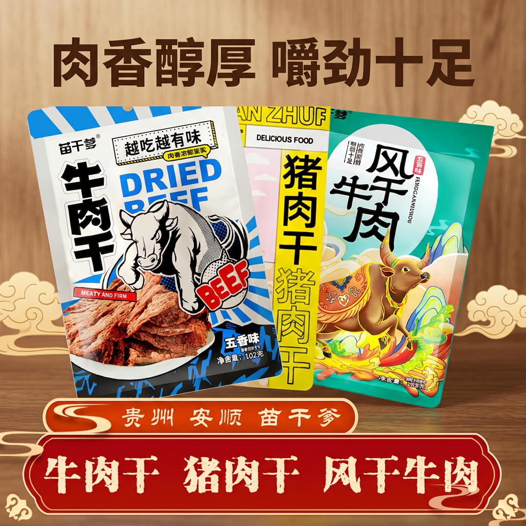 苗干爹风干牛肉五香牛肉干灯影牛肉丝猪肉干牛肉粒贵州安顺