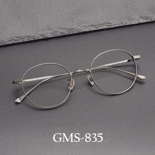 圆框宽边超轻纯钛眼镜框男女款GMS835眼镜架可配近视复古日系ins