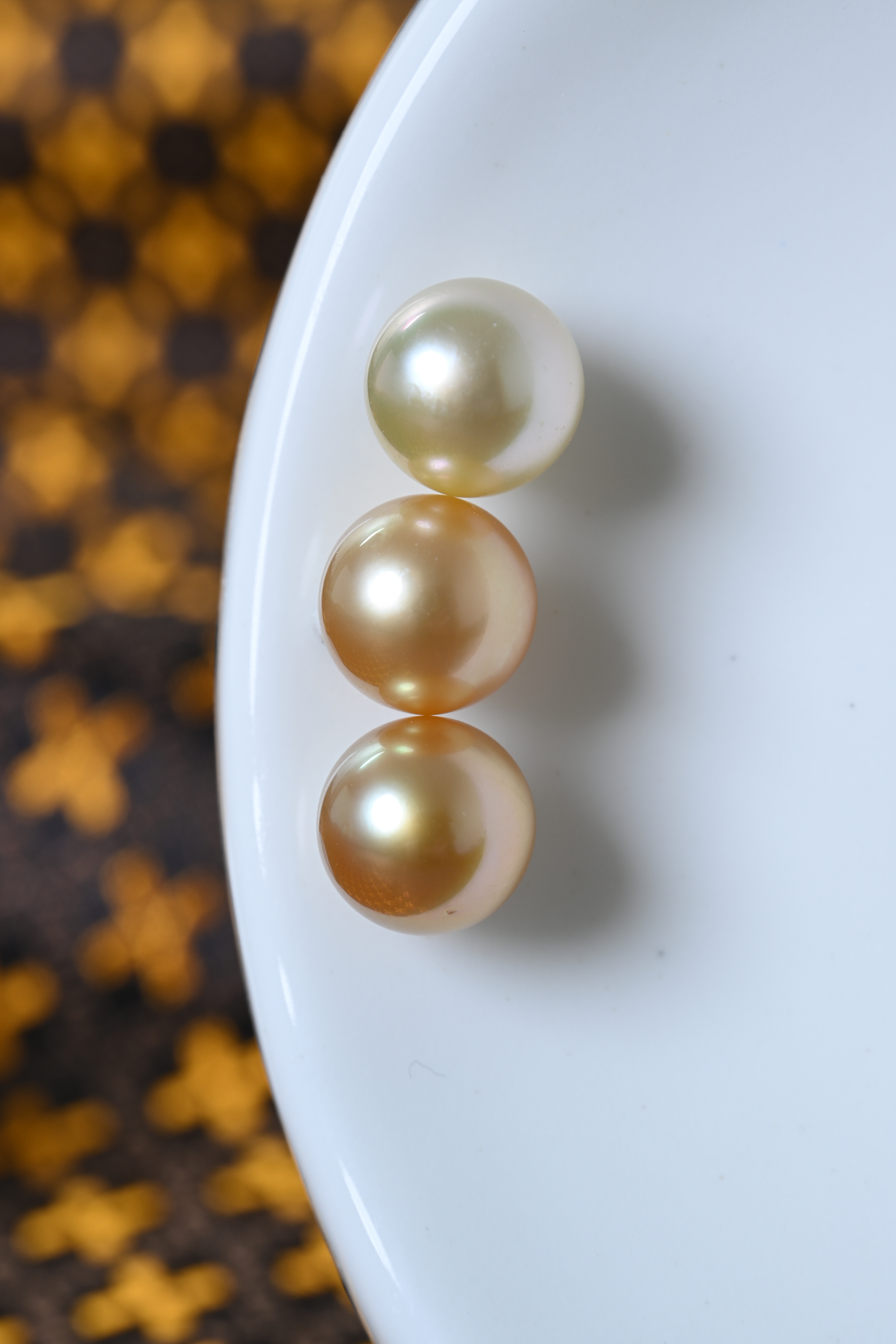 南洋金珠浓金中金奶油金三色渐变定制平衡木吊坠戒指海水珍珠裸珠