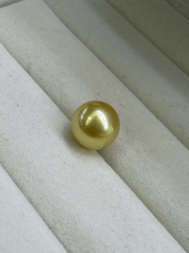 绝美正茶金南洋金珠12.6mm正圆单珠可定制戒指吊坠天然海水金珍珠