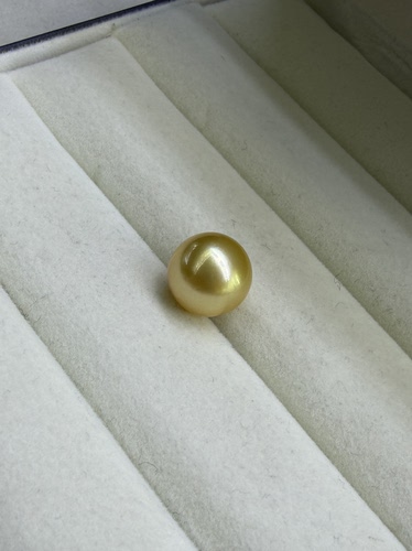 深金南洋金珠12.1mm正圆单珠支持定制戒指项链吊坠天然海水金珍珠