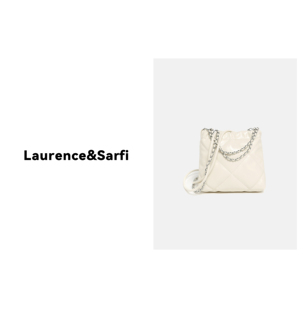 官方正品 Laurence&Sarfi路易赛菲 白色菱格垃圾袋托特包斜跨包