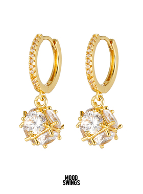 MS情绪波动 镀金钻球耳环女小众设计感耳圈耳饰