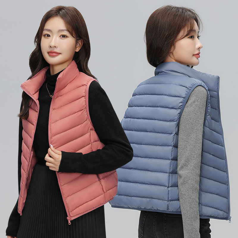2024年新款轻薄羽绒服显瘦洋气休闲立领短款马甲女羽绒背心外套