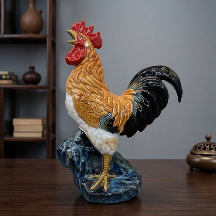 陶瓷仿真公鸡摆件吉祥镇宅工艺品图片