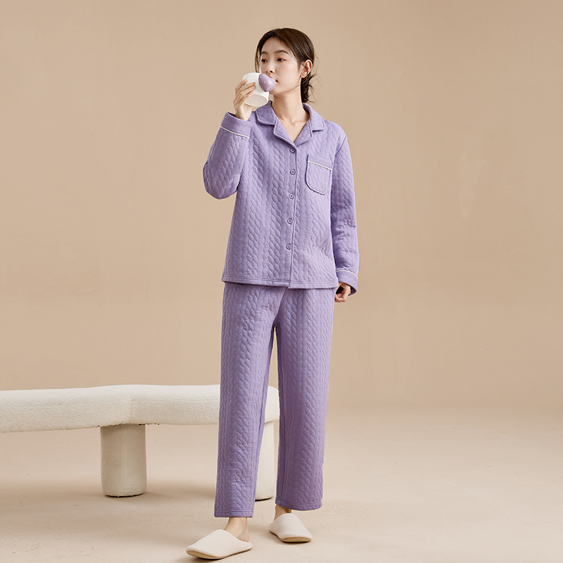 康妮雅女轻薄夹丝秋冬厚款家居服