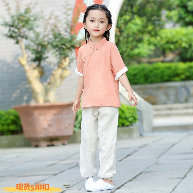 原创棉麻女童古装汉服夏装中国风儿童唐装小孩中式服装民国复古
