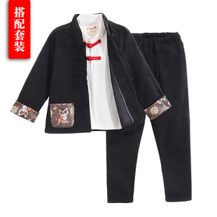 2026新款加绒儿童唐装套装中式男女童国潮风新年衣服宝宝拜年服