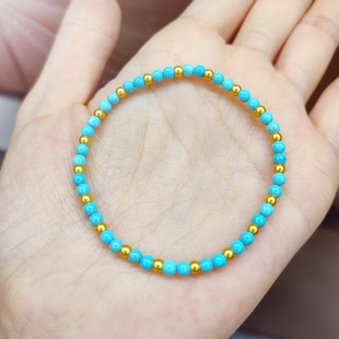 足金999黄金绿松石手链女款时尚百搭手饰送女友礼物黄金手链