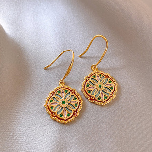 气质耳饰品 爆款 莫奈花园花朵耳环女新中式 轻奢高级感耳钉2024新款