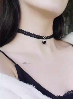 黑色蕾丝项链女2025气质百搭