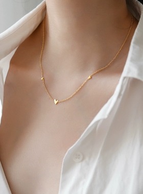 小巧简约爱心锁骨链女ins冷淡风