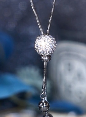 铜合金项链长款简约钻球毛衣链
