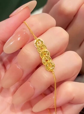 金色古法钱币项链女2025夏新款钱多多锁骨链高级感毛衣链气质颈链