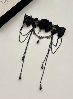 金属布艺黑色蕾丝面纱发箍