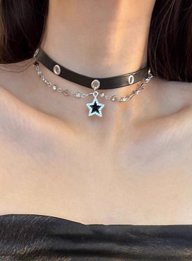黑色星星choker项链脖颈链锁骨链