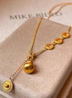 金色福字葫芦项链女秋冬毛衣链