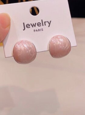 铜合金耳饰  法式温柔优雅淡粉紫色细闪简约豆豆耳钉轻奢耳环耳扣