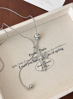 仿珍珠叠戴项链女气质秋冬毛衣链