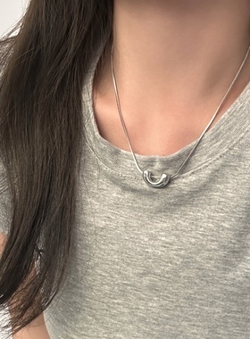 简约U型不掉色钛钢银色项链女