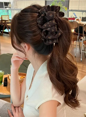 韩系云朵碎花香蕉夹竖夹显发量发夹高级感新款后脑勺盘发夹子发饰