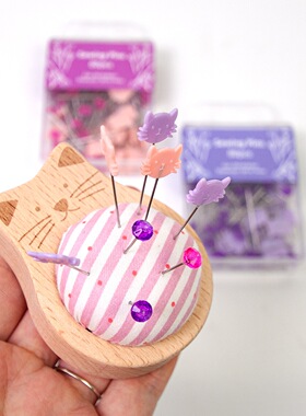 Sewing pins猫咪针插 钻石定位珠针手工缝纫拼布固定针服装定位针