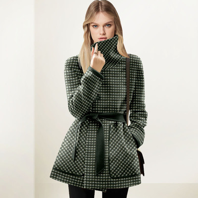 气质高领呢子大衣毛呢外套