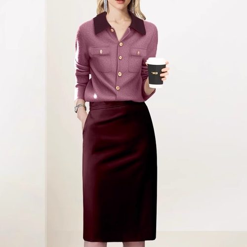 衬衫半身裙气质通勤两件套潮